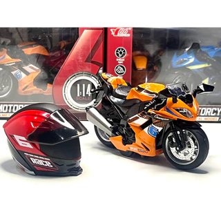 Motocicleta Miniatura moto de Ferro Com Som Luz e Fricção Capacete Boneco