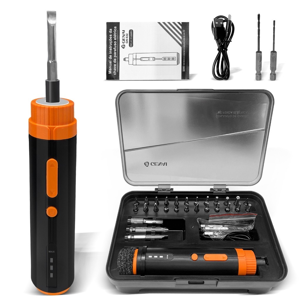 フンチュウ　セット 29 Pcs Furadeira Parafusadeira 3.6V com Controle de Torque - Chave