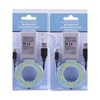 Kit 2 Bat. Controle Ps3 1800mah + Cabo Usb