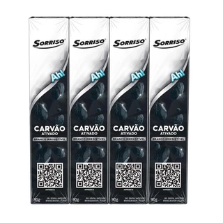 Creme Dental Sorriso Carvão Ativado 4 unidades de 90g em Oferta na Shopee