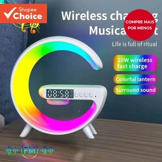 4 Em 1led Atmosfera RGB Carregador Sem Fio Bluetooth Speaker Candeeiro De Mesa Com Mais De 10 Modos De Cor Clara
