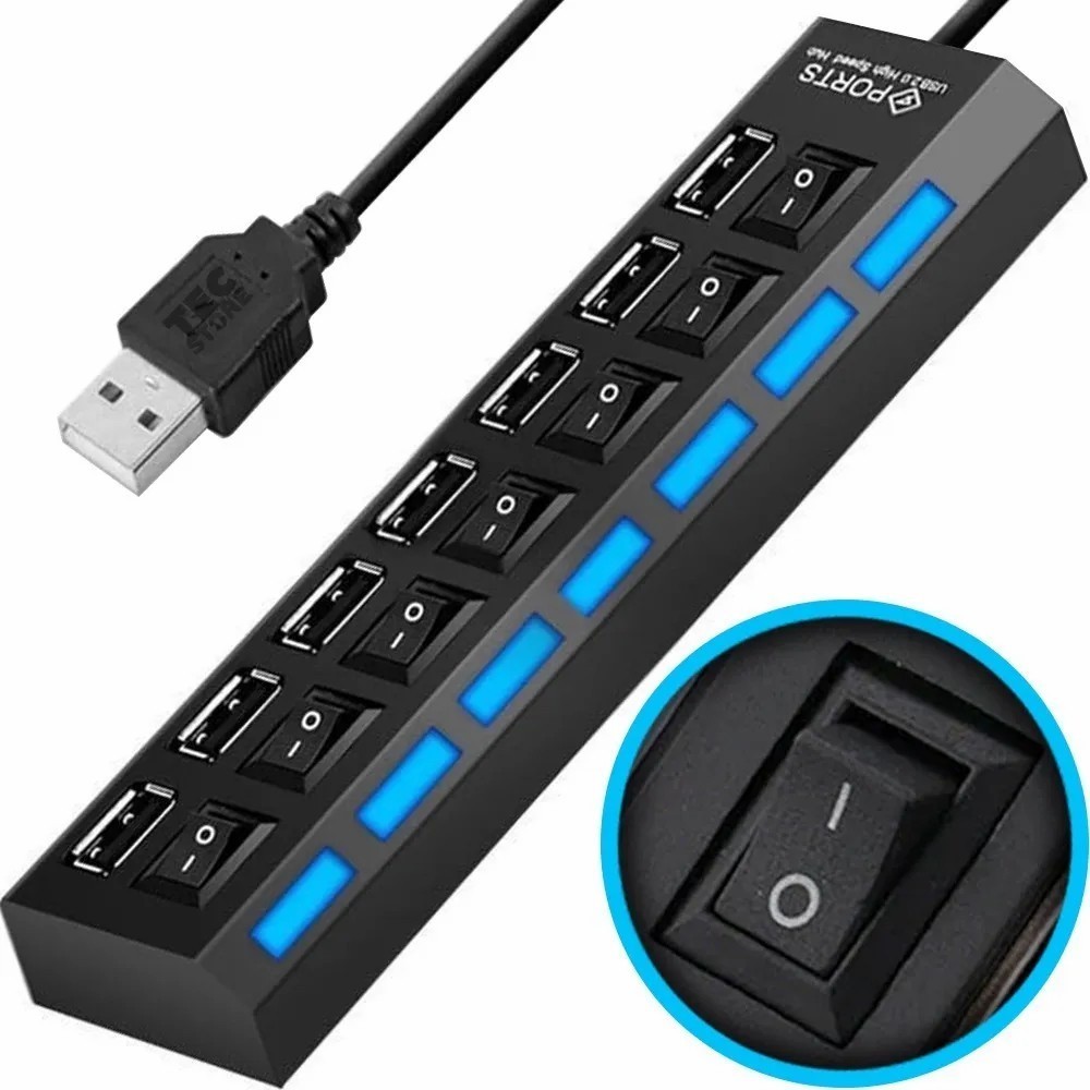 Promoção Hub USB 7 Portas Chave Seletora 2.0 Envio Imediato

