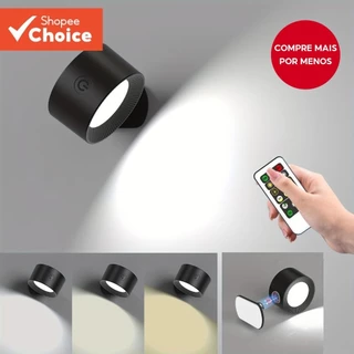 Concha de Parede LED Sem Fio Recarregável 360 ° Rotativo USB Alimentado com Controle Remoto