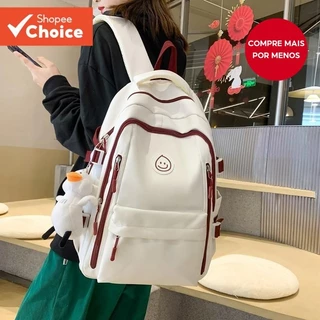 Mochila Novo Estilo Grande Capacidade para Alunos do Ensino Médio Preppy Simples