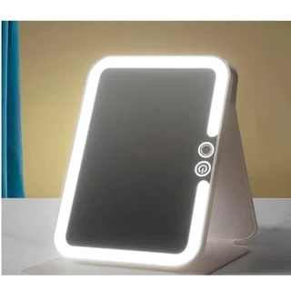 Espelho Portátil Recarregável Com LED E Capa USB 17x12cm