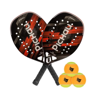 Kit Com 2 Raquetes de Beach Tennis Pichau Kaimu 3K Carbon + Kit Bolas de Beach Tennis Pichau, Com 3 Unidades em Oferta na Shopee