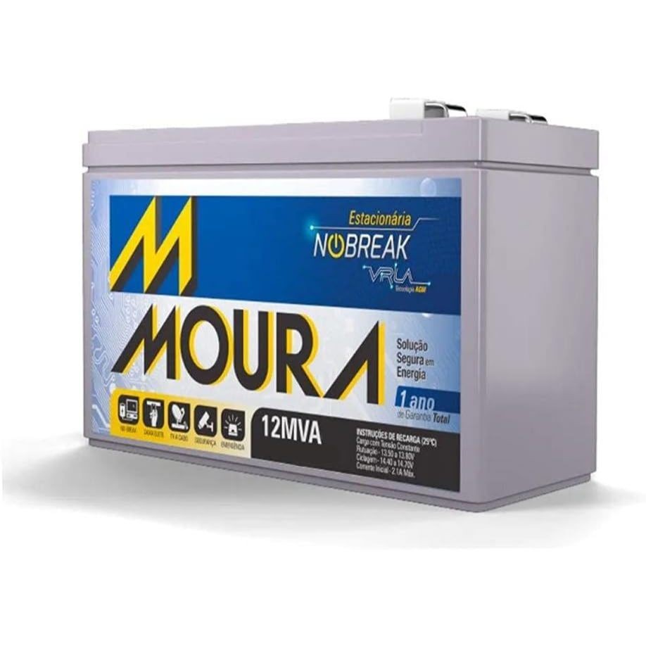 Bateria Nobreak Moura 12V 9A Estacionária Alarme 12v 9ah 12mva9 VlLRA 12mva-9