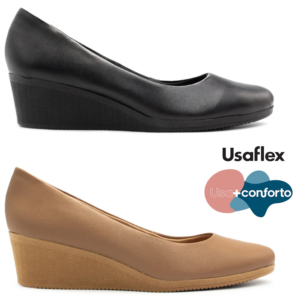 Sapato Social Scarpin Usaflex Solado Plataforma Em Couro | Shopee Brasil