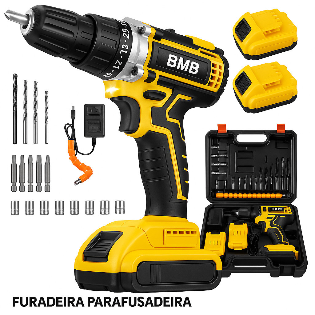 Melhore seu Desempenho: Furadeira e Parafusadeira 48V com 2 Baterias ...