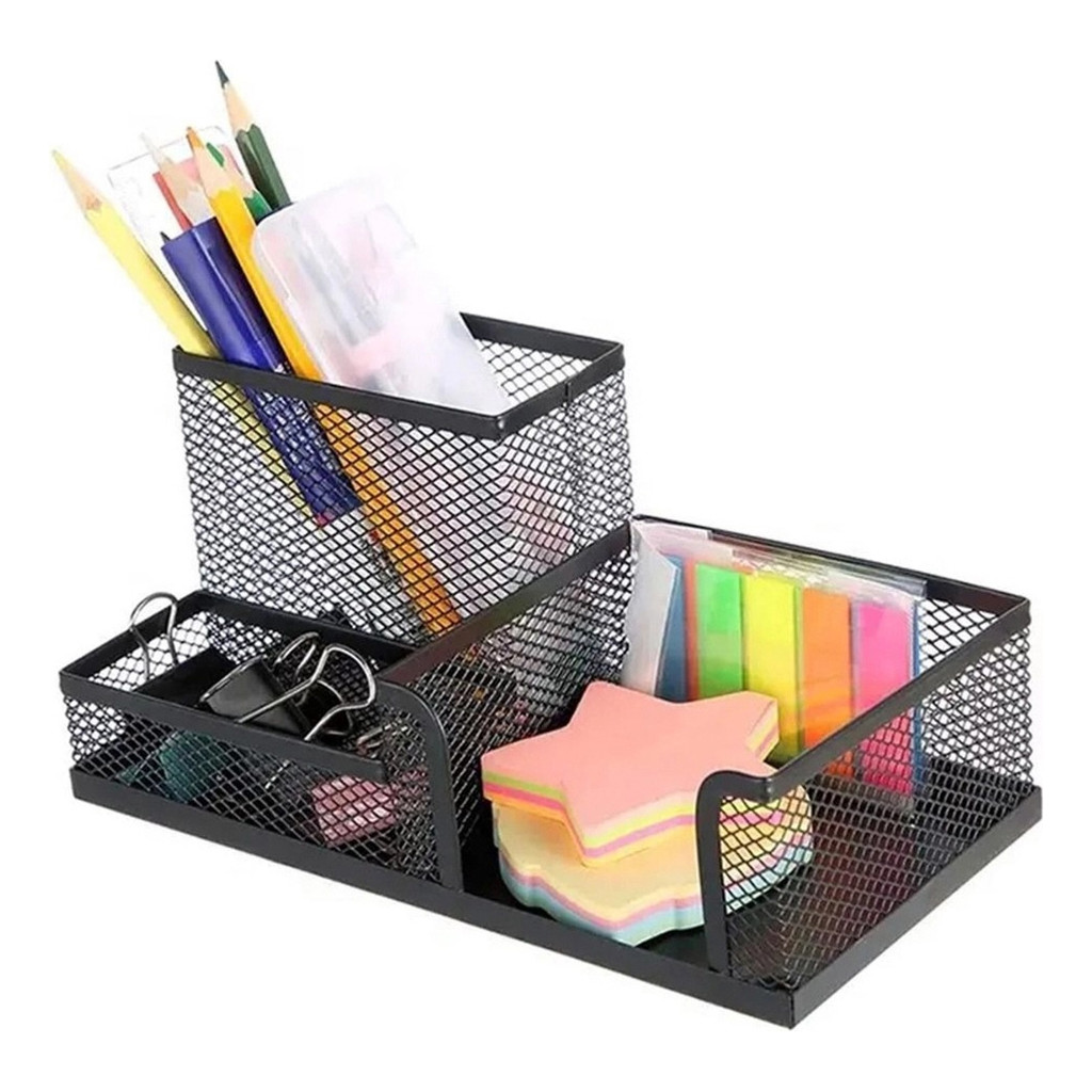 Organizador De Mesa Aramado Porta Canetas Lápis Papel Clips