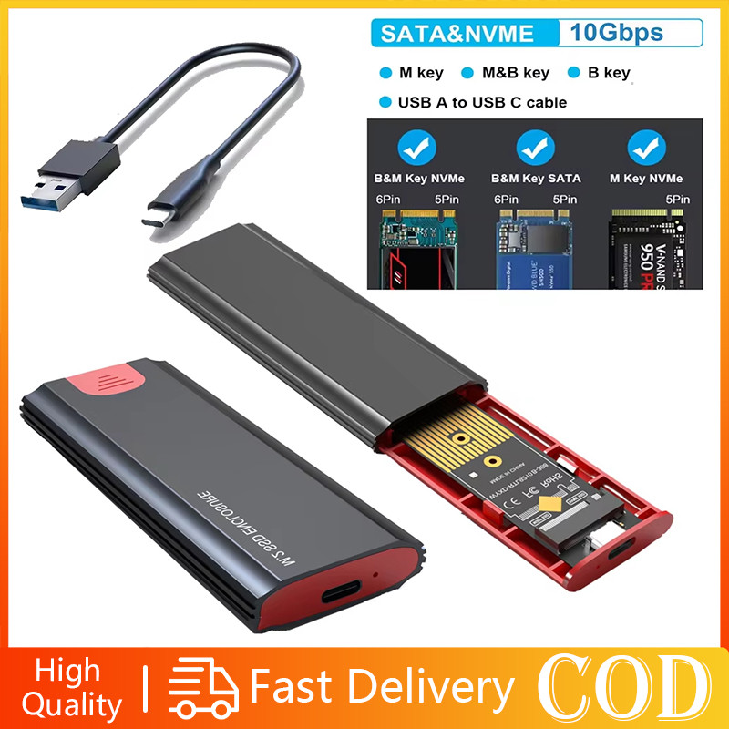 10Gbps M2 NVME SATA SSD Caso Caixa M . 2 NGFF Para USB 3.1 Gabinete Tipo-A C Cabo Acessórios PC