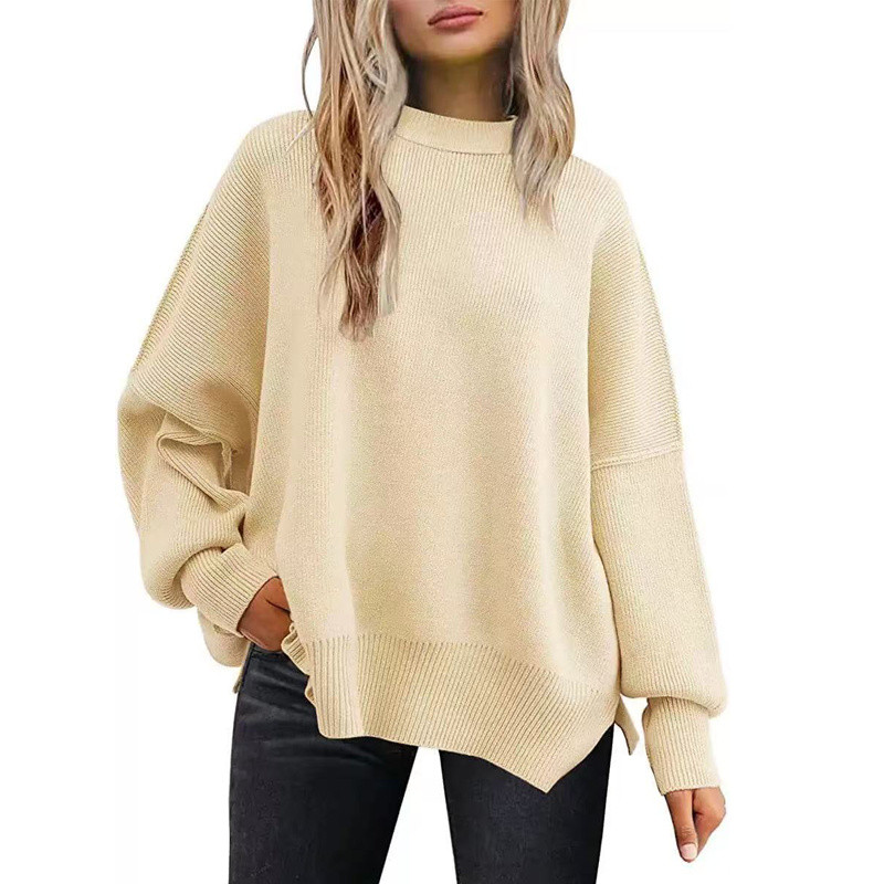 Blusa de Frio Suéter Feminina Gola Careca Redonda Liso Oversized ...