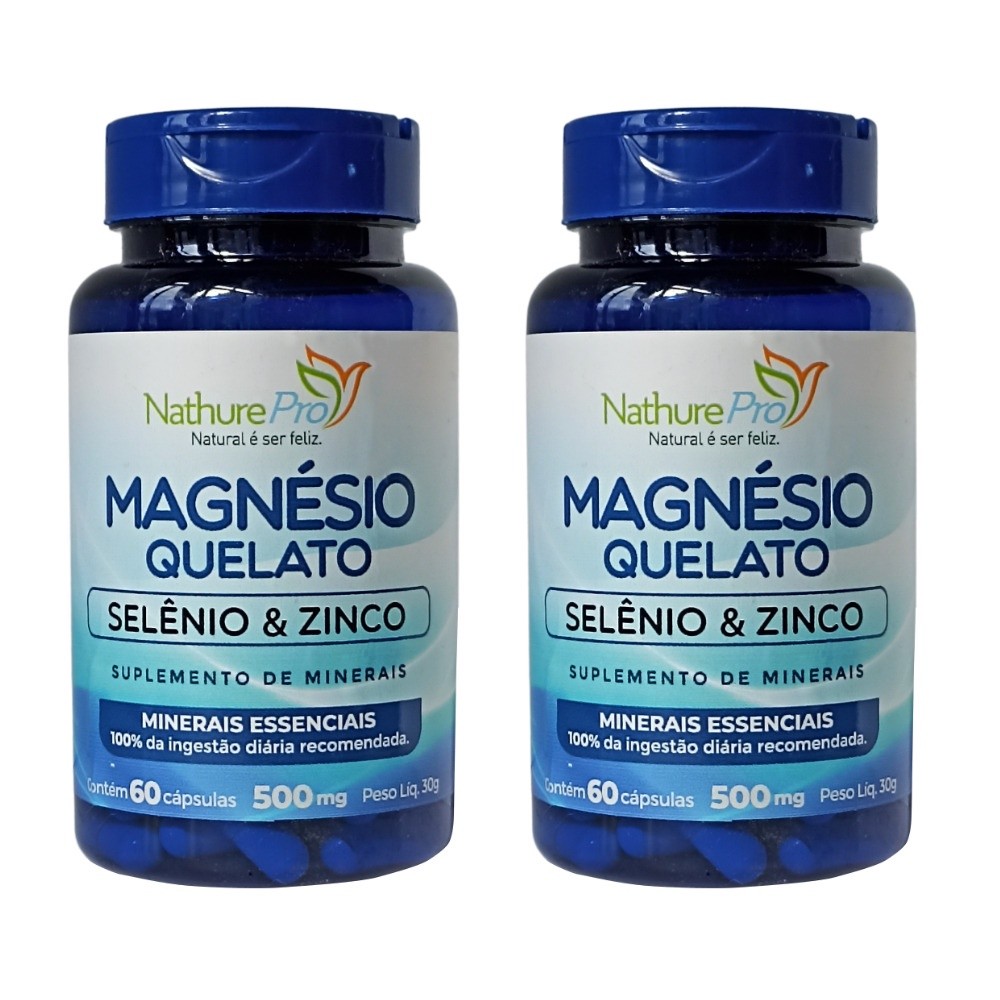 Kit 2 Magnésio Quelato Selênio e Zinco 60 Cápsulas 500mg - PRONTA ...