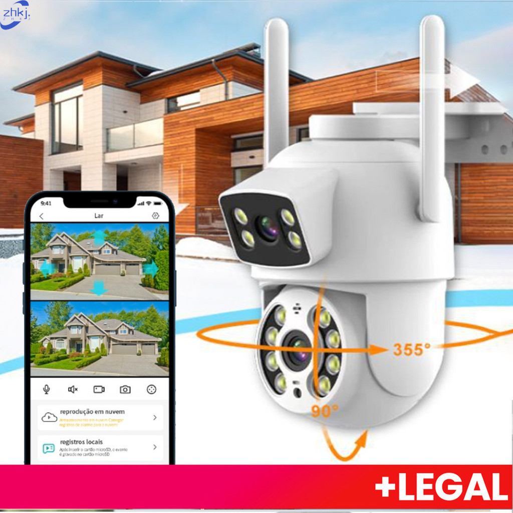 Câmera De Segurança a Prova de água Lente Dupla APP YOOSEE IP66 Camera IP WiFi 360 Sensor Visão Noturna Externa