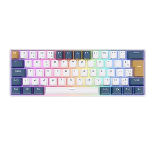 Teclado Mecanico Gamer Royal Kludge RK61, RGB, ABNT2, Switch Red, Branco e Azul, RK61-KB-RD-POR em Oferta na Shopee
