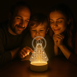 Luminária Led Acrílico De Mesa Abajur 3D Criativo Tomada 3 Cores Decorativa