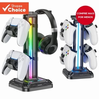 Suporte De Fone De Ouvido RGB 9 Modos De Luz Controlador Para Mesa Gancho Removível