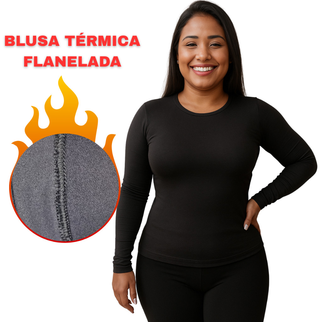 Blusa Feminina Segunda Pele Térmica Peluciada Inverno Frio Blusa de ...