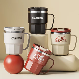Caneca Térmica Café 400ml Aço Inox 304 Com Tampa Ideal Para Escritório e Casa