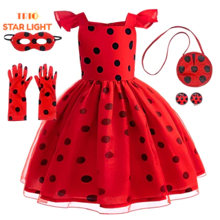Fantasias De Cosplay De Meninas " Miraculosa " , Vestidos Infantis De Bolinhas Vermelhas , Festa De Aniversário/De Desen