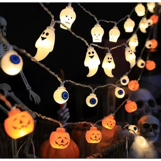 2,0M cordão de luz de halloween LED abóbora fantasma crânio globo ocular lâmpada de decoração de halloween