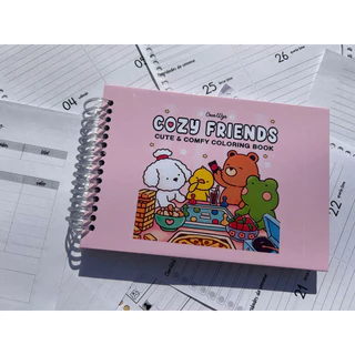 Caderno de Pintura Infantil A6 Mini para Colorir com Espiral • Tema Cozy Friends Capa Dura em Oferta na Shopee