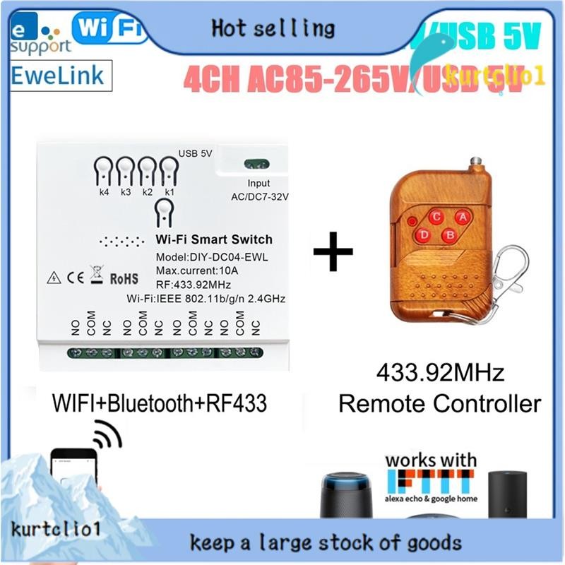Smart Switch + RF433 Remoto 7-32V 2.4G Módulo De Automação Residencial Para IFTT Home Fácil Instalação