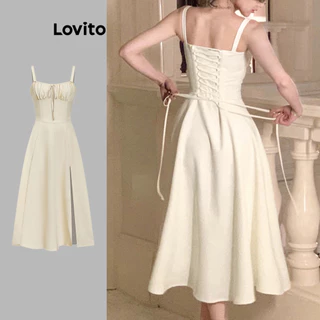 Lovito Vestido Elegante Com Gravata Frontal Nas Costas, Vestido De Verão Para Mulheres L74ED185