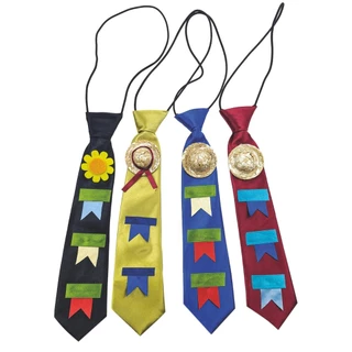 Kit 4 Gravata Junina com Bandeirinhas Sortidas 25cm em Oferta na Shopee