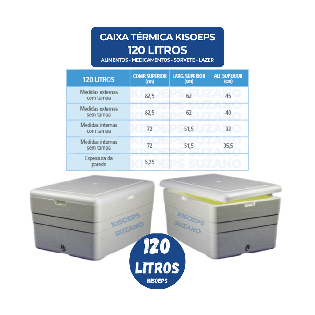 Caixa Térmica Isopor EPS 120 Litros Medicamentos Sorvetes Alimentos ...