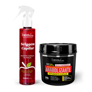 Kit Vinagre Capilar Forever Liss Com Máscara Anabolizante 200g em Oferta na Shopee