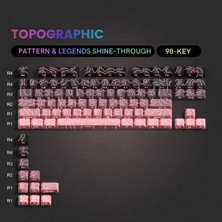 Conjuntos De Teclas Topográficas Cinza Rosa Gradientes Retroiluminadas De Linha Brilham Através Das Do Teclado Tampas Im