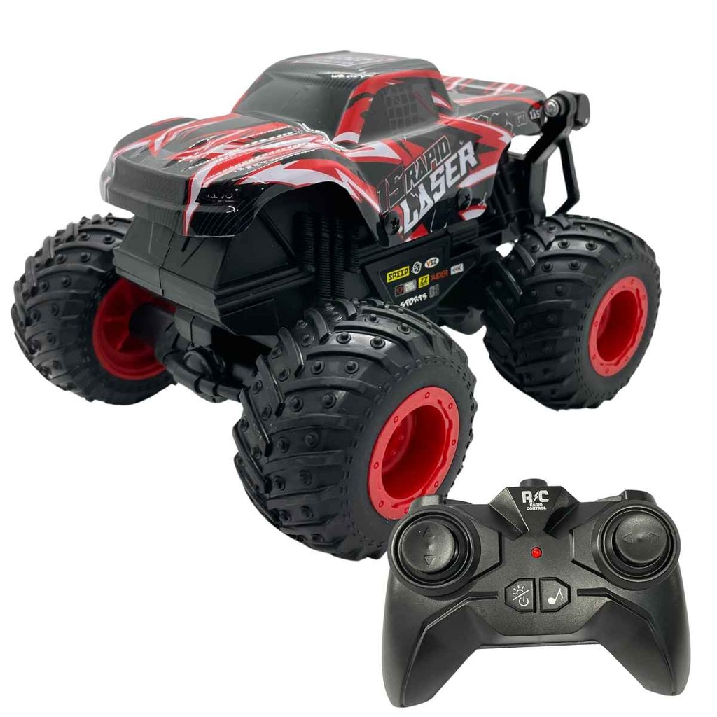 Carrinho Controle Remoto Led 7 Spin Monster Com Bateria
