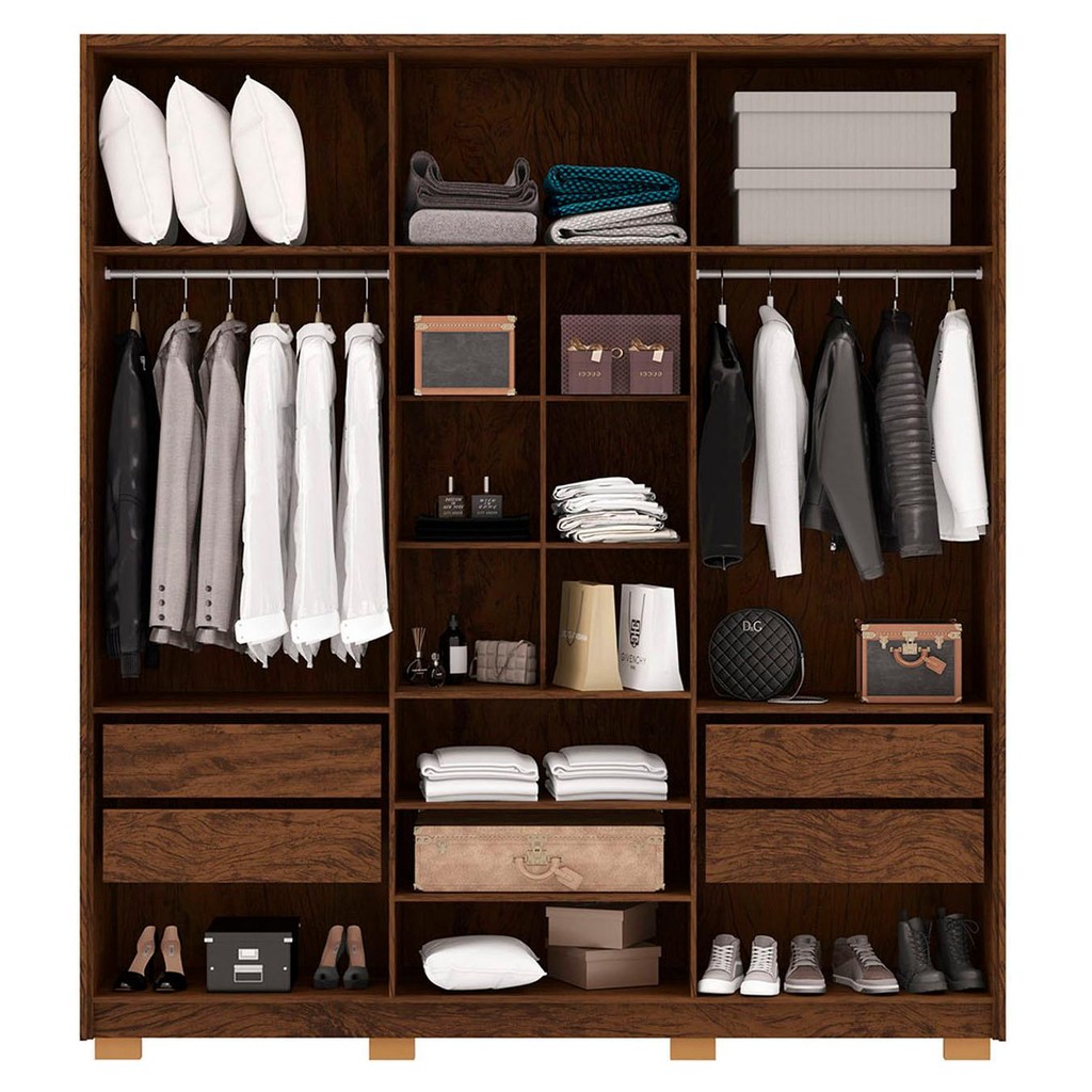 Guarda Roupa Casal 203cm Com 6 Portas Noronha Imbuia/Fendi - Vila
