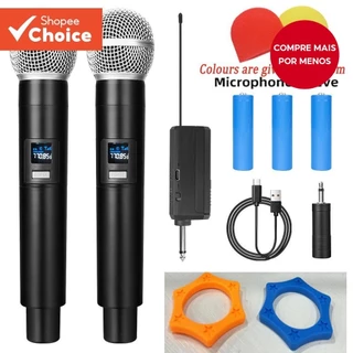 [Shopee Choice] Microfone Duplo Sem Fio UHF Portátil Recarregável Para Karaokê Festa De Casamento