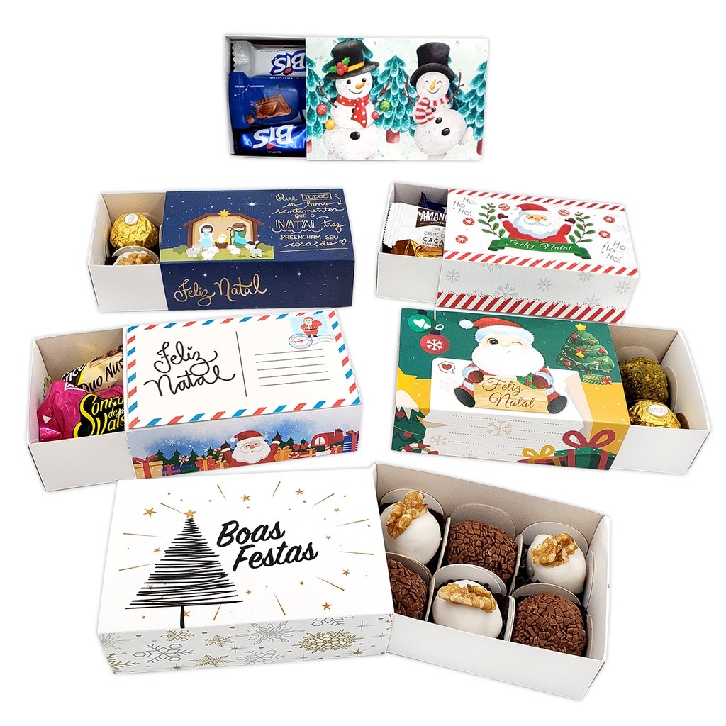 15 Caixas Para 6 Doces para lembrancinhas de Natal multiuso 12x8x4cm