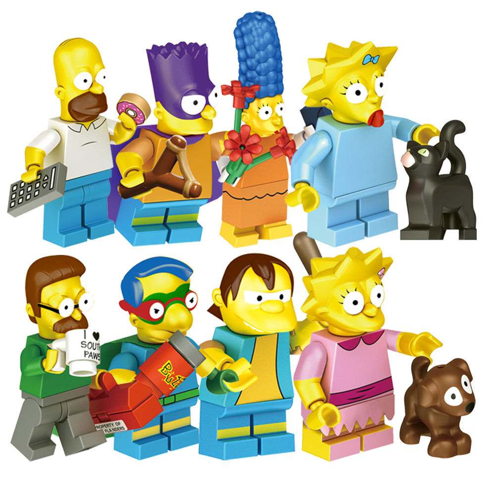 Novos Simpsons Marge Homer Lisa Bart Maggie Santa Bola De Neve Blocos De Construção Figura Brinquedos Para Crianças