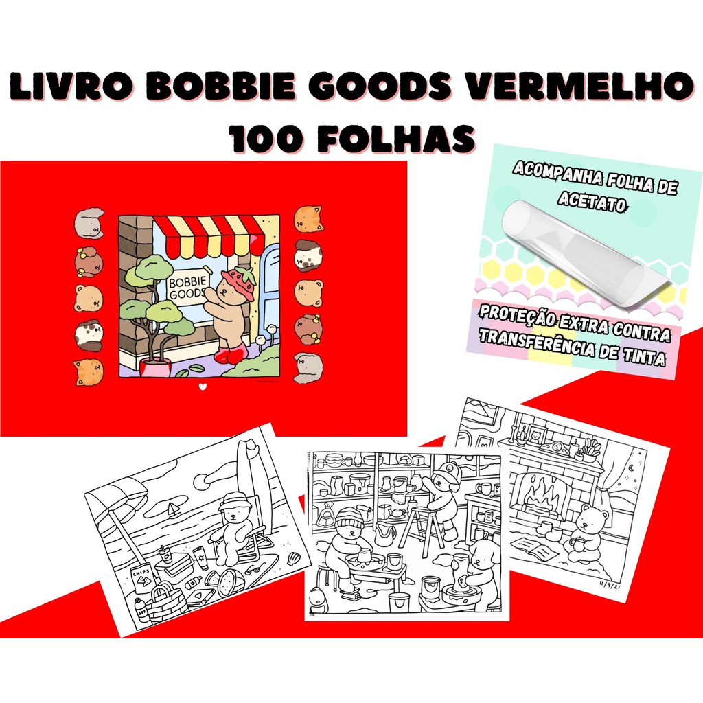 Livro De Colorir Bobbie Goods 100 Folhas 180g Capa Dura Cor Vermelho ...
