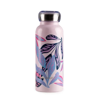 Garrafa Térmica 500ml Estampada Folhagens com Tampa Silicone Rosa