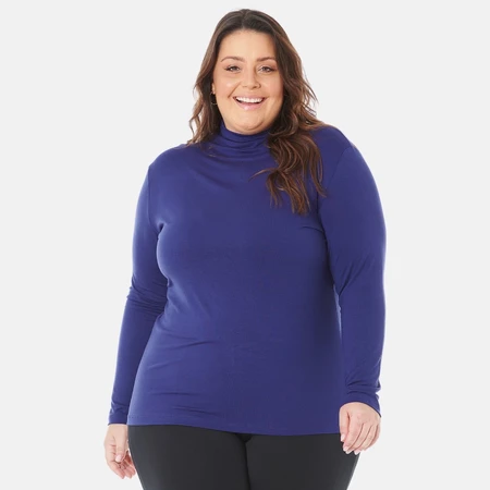Blusa Gola Alta Cacharrel Moda Feminina Plus Size De Viscose Várias Cores 1130 DROP