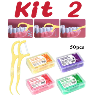 Kit 2  palitos de fio dental sabor frutas ultrafinos para limpeza bucal, pacote com 50 unidades Marisa em Oferta na Shopee