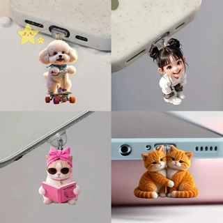 [JBTH] Pingente De Plugue De Poeira De Telefone Acrílico 2D Plano Adequado Para Acessórios Universais IPhone/Tipo C [JB]
