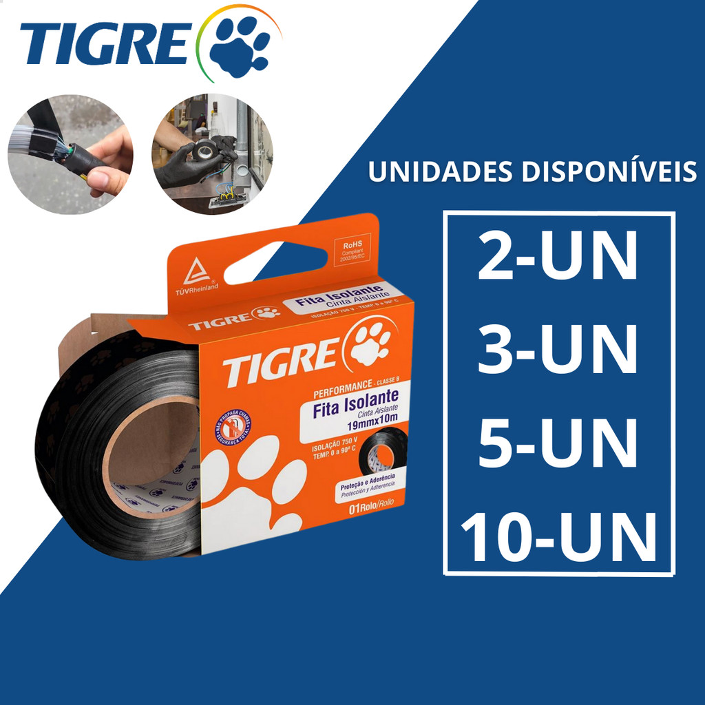 Fita Preta Anti Chama Isolante 19mm X 10m Tigre Escolha | Shopee Brasil