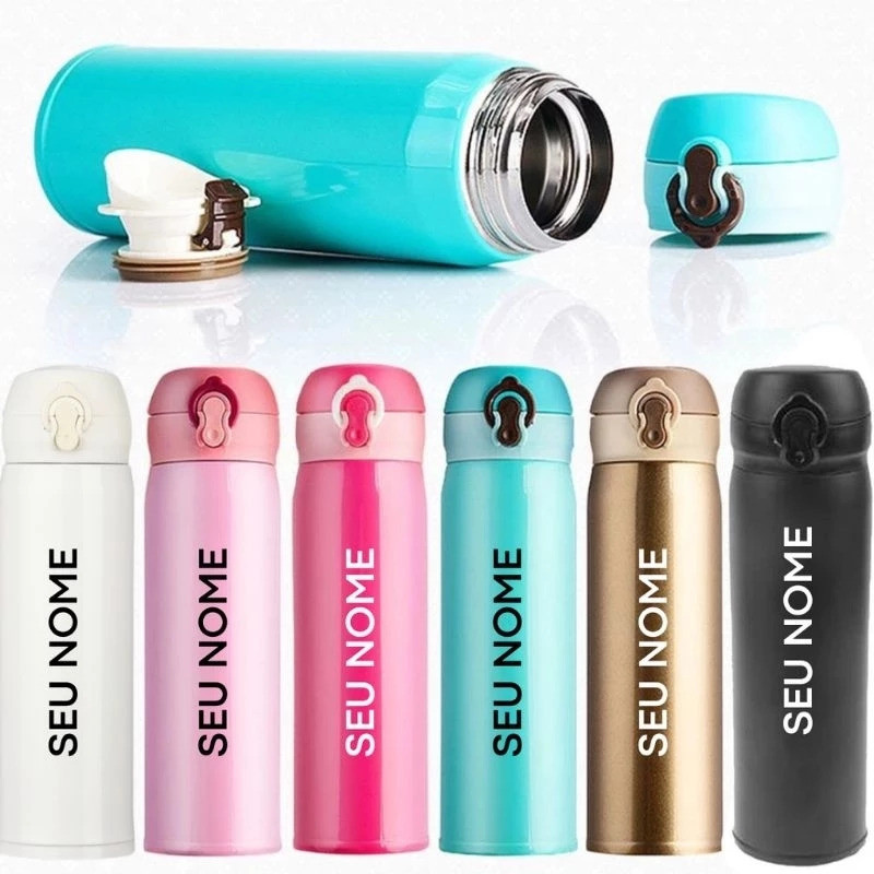 Garrafa Personalizada Térmica 400ml com Nome, Logo, Time, Frase, Profissão