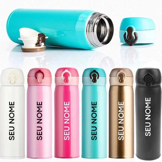 Garrafa Personalizada Térmica 400ml com Nome, Logo, Time, Frase, Profissão