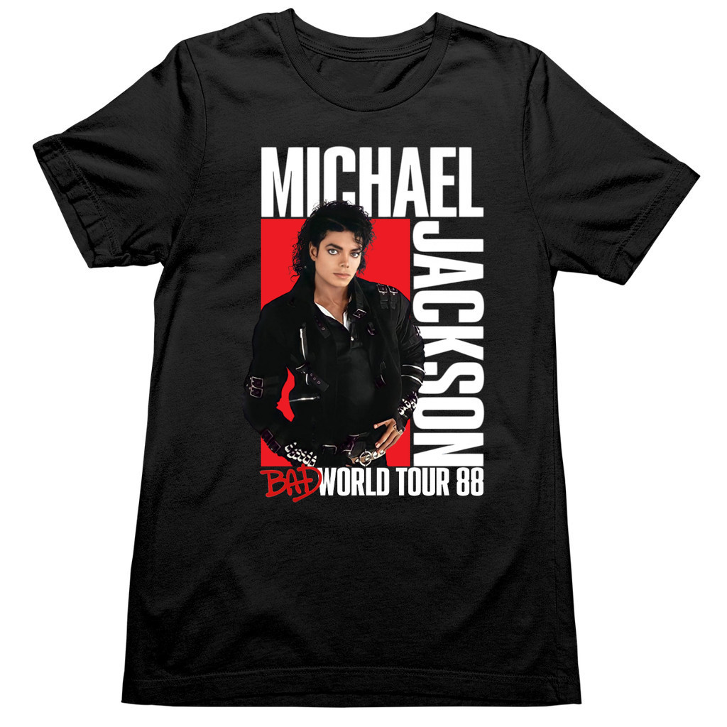 い*の様 Michael Jackson 1988 World Tour クルー Camisa Michael Jackson Bad World Tour 1988 Camiseta Unissex 100