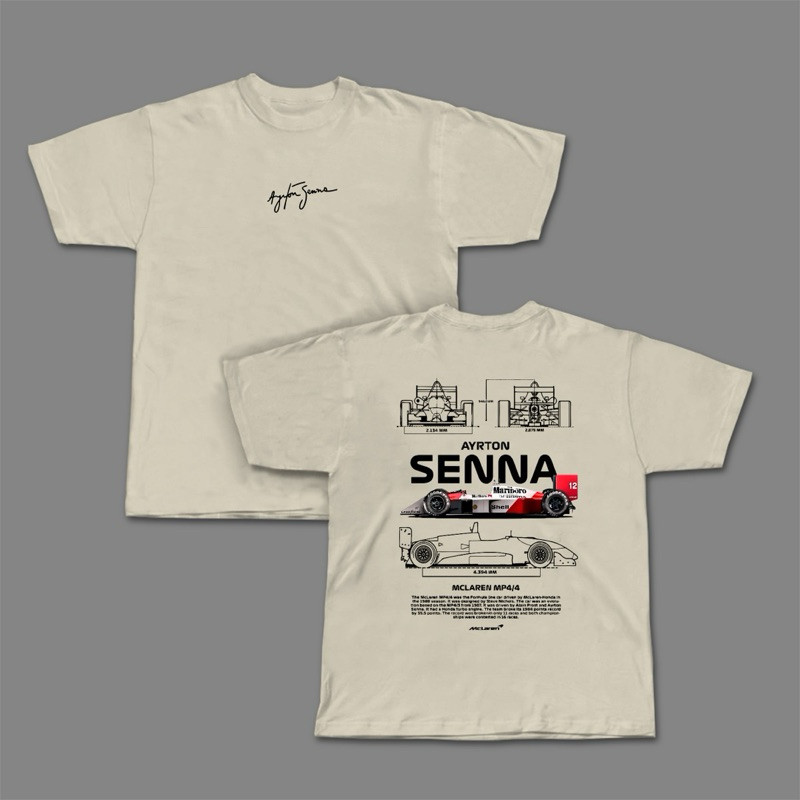 Camisa Básica Magic Car F1 - FORMULA 1 MP4/4 1988 Logo Centro Assinatura 100% Algodão Unissex