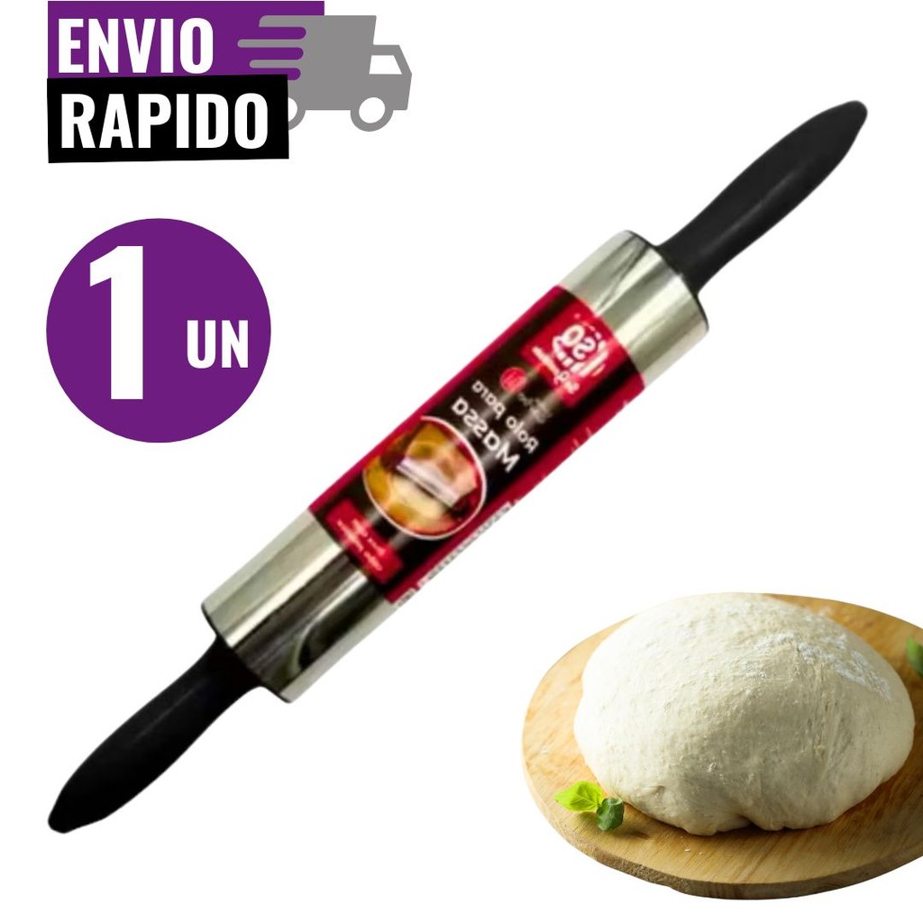 Rolo para Massas Inox Giratório Antiaderente 37,5cm Pizza Pa