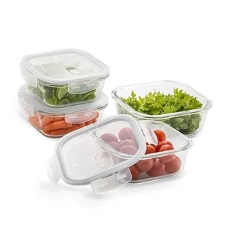 Potes Hérmeticos Electrolux de Vidro Quadrados 4 Unidades em Oferta na Shopee