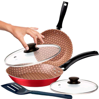 Jogo de Frigideiras com Tampa Tramontina Turim Antiaderente 20 cm e 16 cm Vermelho 2 Pçs em Oferta na Shopee